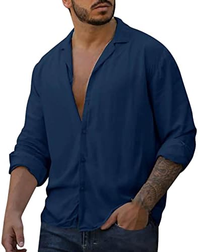 קיץ גברים של אימון חולצות גברים של חולצות ארוך שרוול כותנה מזדמן כפתור למטה שמלת חולצות גברים
