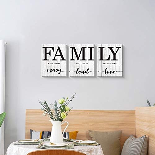 עיצוב קיר משפחתי של KAS, אמנות קיר בד לסלון סט של 3 הדפסי קנבס מעוררי השראה, עץ ממוסגר HD רקע מודרני עיצוב הבית