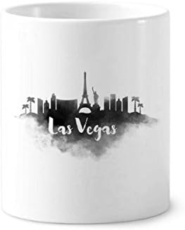 Las Vegas America ציון דרך דיו ציור מברשת שיניים מחזיק עט ספל קרמיקה עמד