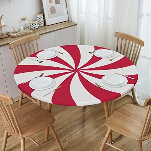 שמן אדום ולבן עגול שולחן בד מנטה מערבולת סוכריות חג המולד מפת שולחן אלסטי קצה מצויד שולחן כיסוי