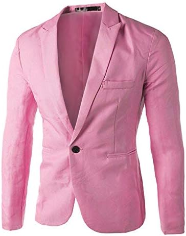 Wenkomg1 בלייזר עסקים לגברים דלים בכושר מתאים מעיל כפתור אחד ז'קט צבע אחיד מעיל מעיל שרוול ארוך חתונה