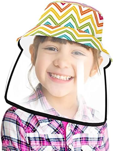 כובע מגן למבוגרים עם מגן פנים, כובע דייג כובע אנטי שמש, קריקטורה גל צבעונית מודרנית