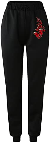 נשים מכנסיים אמצע מותניים שחור זבובים הדפסי ארוך מכנסיים רופף מזדמן עבודת משרד מכנסיים ישר רגל שמלת
