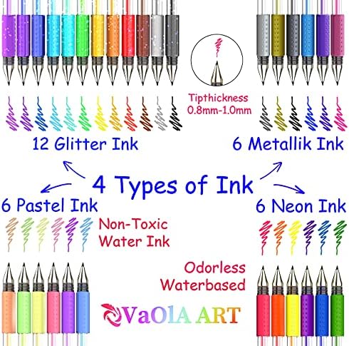 עטים ג'ל צבעוניים של וולה אמנות - סטים של 24 ו -30 עטים