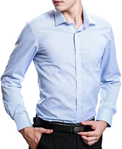 גברים של שרוול ארוך כפתור למטה חולצות מוצק כותנה קל משקל רזה בכושר חולצות קלאסי אופנתי עסקים שמלת