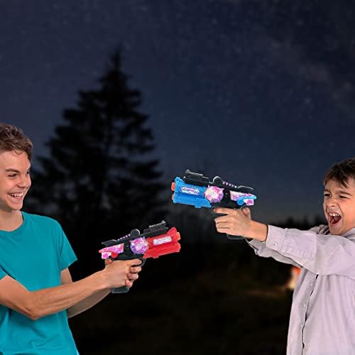 ArtCreativity Light Up Goy Guns לילדים, סט של 2, פיצוץ חלל אדום וכחול עם נוריות LED מהבהבות