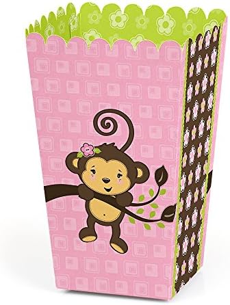 ילדת קוף ורוד - מקלחת לתינוק או יום הולדת לטובת קופסאות פופקורן פופקור - סט של 12