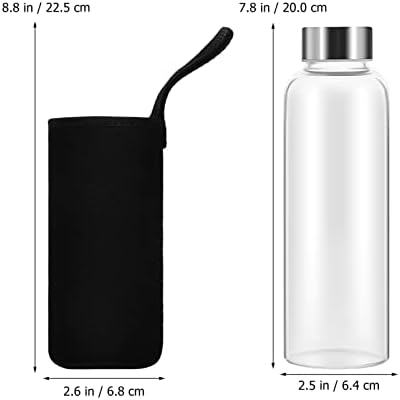 יארדווה 2 יחידות בקבוקי מים זכוכית, בקבוקי מיצי זכוכית לשימוש חוזר עם שרוולי הגנה ומכסי נירוסטה 500 מל/17oz
