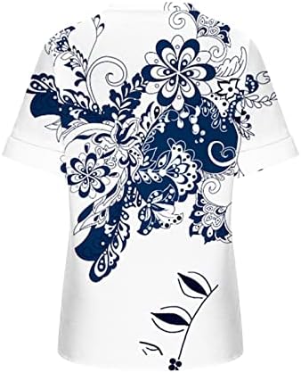 חולצות טי צוואר נשים חולצות טי מפוצלות שרוול קצר סוודר פרחוני סוודר פסגות 2023 בגדים טרנדיים קיץ