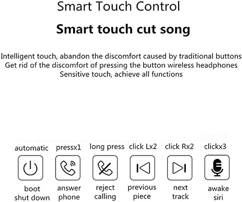אוזניות אלחוטיות אוזניות Bluetooth אוזניות אוזניות אלחוטיות, באוזניות Bluetooth אוזניים, 5.0/בקרת מגע/מונו ותאום