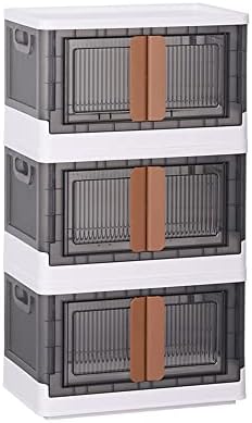 Zuokemy 8.4gal Storage פחי אחסון עם מכסים - פחי אחסון מפלסטיק למארגני ארונות מתקפלים, מארגני