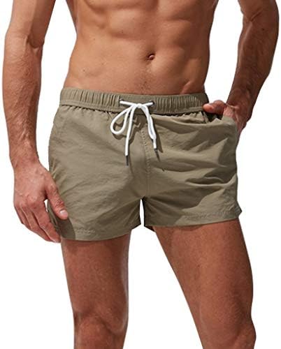 גזעי שחייה של גברים בגודל 7 אינץ 'חריפים מהירים יבש אלסטי מותניים מכנסיים קצרים בקצרה בגדלי ים בצבע