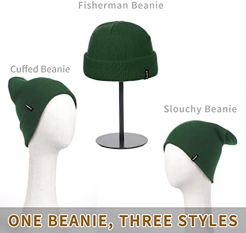 לסרוג באזיקים כפת כובע גולגולת כובע חמוד לגברים נשים יוניסקס כובעי דייג רך חם נמתח מוצק צבע