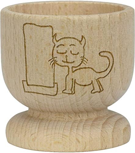 אזידה 'חתול בעמוד שריטה' כוס ביצה מעץ