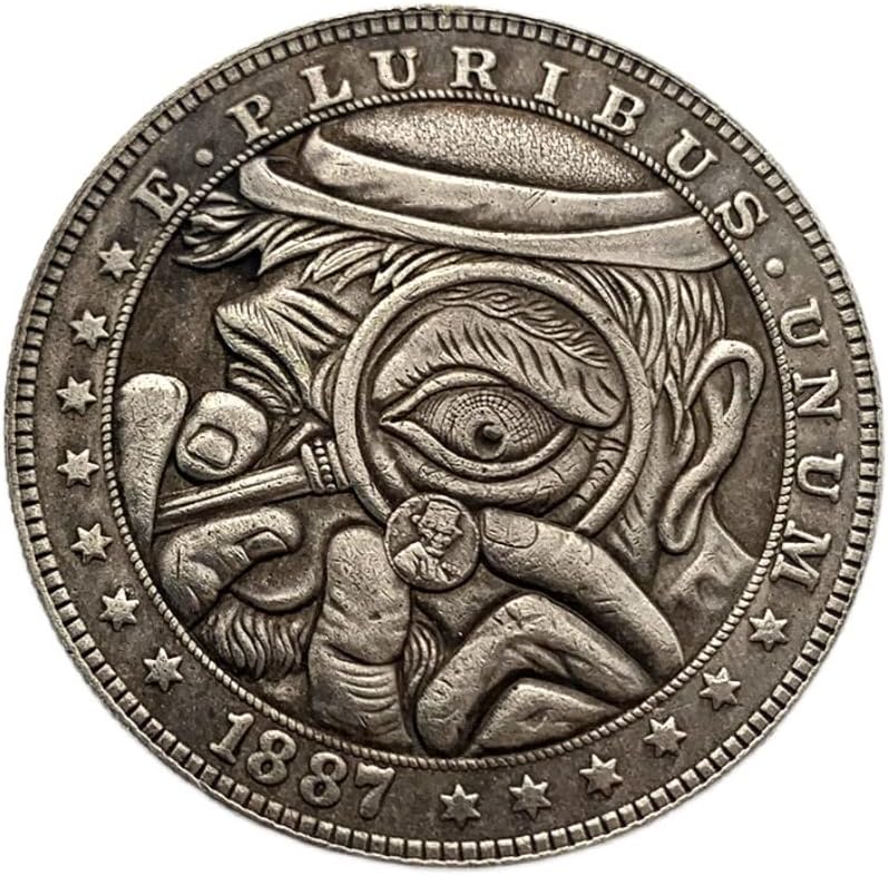 1887 נדודים מטבע מגדלת זכוכית זקן פליז ישן כסף מדליית קרפט נחושת כסף מטבע הנצחה מטבע