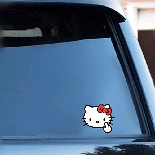 Cwymxly חמוד הלו קיטי חתול דמות אמצעית דמות מצוירת מכוניות מדבקות 3D מדבקות אטומות למים