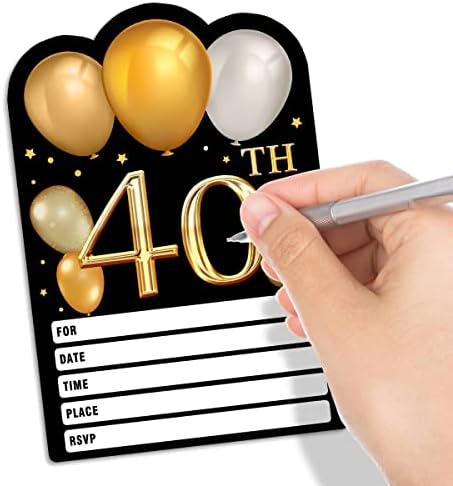 30 נצנצים זהב 40 כרטיסי הזמנות למסיבת יום הולדת 40 עם מעטפות