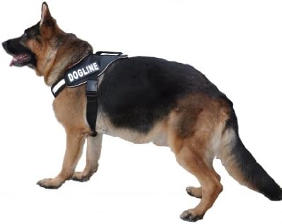 Dogline Alpha Nylon Service רתמת אפוד עם טלאי חזה נשלפים ושירות טלאי סקוטש כלבים, גדולים, בגודל חזה 28