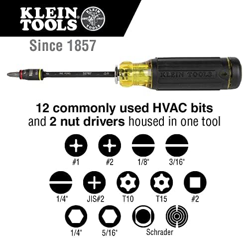 Klein Tools Cl320KIT ערכת HVAC לבדיקת HVAC; מד מהדק דיגיטלי ו -14 ב -1 מברג מתכוונן עם שקע הפוך, נהגי אגוזי HVAC