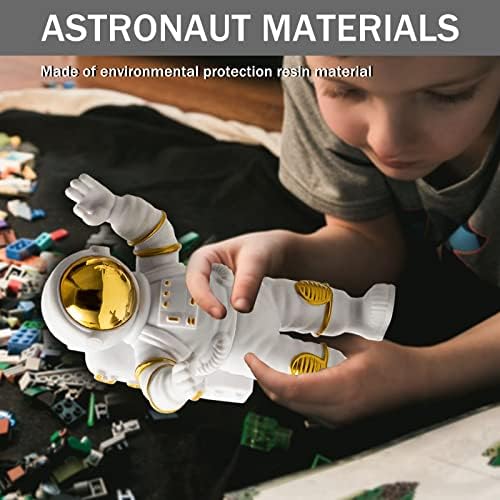 עיצוב צלמיות של אסטרונאוט, פסל אסטרונאוט של פולירסין, מראה מרווחי חשמל זהב פיסול דמות לפסול עוגת חדר שינה עם