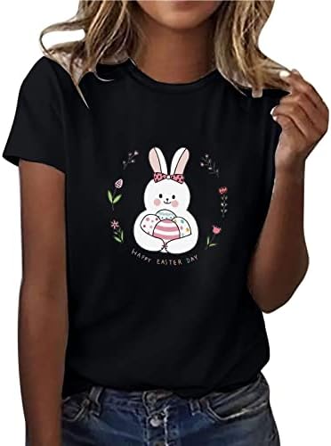 חולצת יום חג הפסחא שמחה לנשים ביצי ארנב חמודות מודפסות חולצות טי קיץ 2023 חולצות שרוול קצרות חולצות