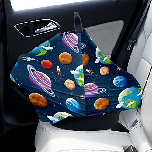 מושב מכונית לתינוק מכסה כוכבי לכת רקטת חלל יקום כיסוי סיעוד מכסה עגלת צעיף הנקה לחופית עגלת תינוקות רב -שימושי