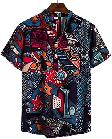 גברים של הוואי חולצה מזדמן צבעוני חמניות הדפסת חולצה כפתורי דש למעלה קצר שרוול טי רופף חולצה