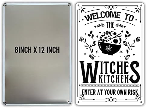 מצחיק ברוכים הבאים מכשפות מטבח מתכת פח סימן קיר תפאורה מכשפה סימן לעיצוב בית מתנות