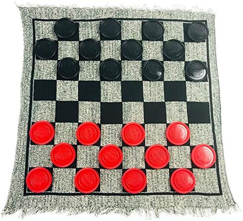 יואנה 3 ב 1 ענק דמקה סט ואיקס עיגול משחק עם הפיך שטיח-מקורה וחיצוני לוח משחק למשפחה