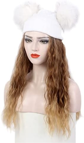 חתיכה אחת שיער וכובע לבן סרוג כובע פאה חורף חם חום תירס חם פאת כובע מקשה אחת