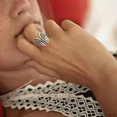 נשים של מעודן צמידי שרוול פאנק מתכוונן טבעת פלדת מלאך תכשיטי נירוסטה שחור פתוח בציר טבעת טבעות