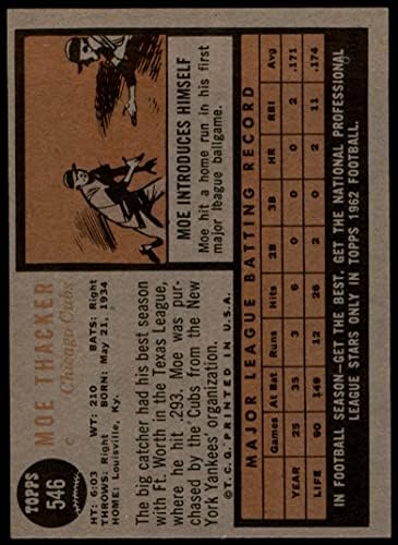 1962 Topps 546 Moe Thacker Chicago Cubs Ex/MT Cubs