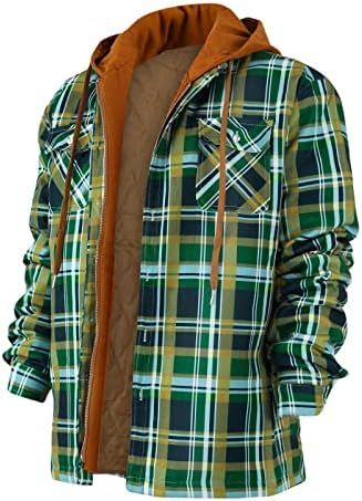 מעילי גברים ומעילים אופנה בחולצה משובצת מוסיפים קטיפה כדי לשמור על ז'קט חם עם מעילי מכסה המנוע לגברים