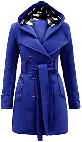 מעיל טרנץ 'נשים, מעילי שרוול ארוך קלאסי קלאסי חוף הים נקבה מעיל סתיו בתוספת גודל נוחות חמה פלנל ברדס