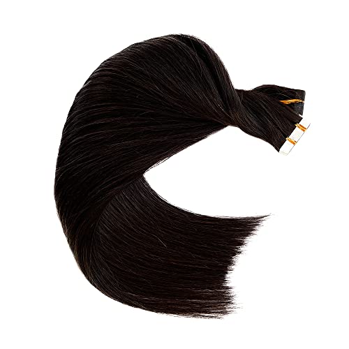 בלתי נראה קלטת בתוספות שיער טבעי 18 אינץ כהה חום קלטת בתוספות שיער אמיתי שיער טבעי לנשים ישר קלטת תוספות מסלול