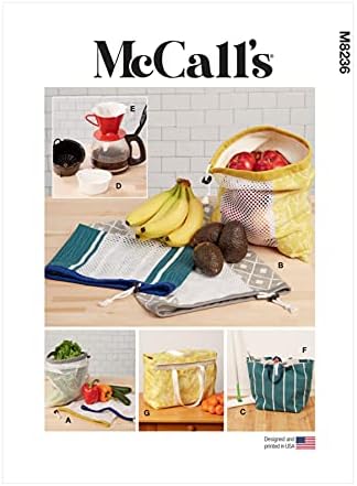 תבנית התפירה של מק ' קול 8236-שקיות פירות וירקות , כרית מגב, מסנני קפה, סל ושקית, גודל: מערכת הפעלה