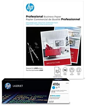 HP 410X ציאן טונר תשואה גבוהה + נייר מקצועי של HP, מבריק, לייזר, 8.5 x 11, 150 גיליונות