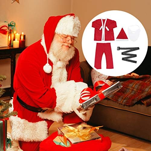 סוימיס גברים של בגדי חג המולד סנטה תלבושת סט סנטה קלאוס קוספליי חליפה עם סנטה זקן כובע חגורת מסיבת חג המולד