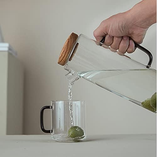 קנקן זכוכית קנקן מים עם ידית אנטי-סקלדינגה קומקום קר פשוט עם מכסה קומקום בית ללימונדה, משקה תוצרת בית, מיץ,