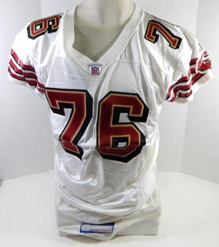 2002 סן פרנסיסקו 49ers דייוויס 76 משחק הונפק ג'רזי לבן 48 DP26602 - משחק NFL לא חתום משומש גופיות