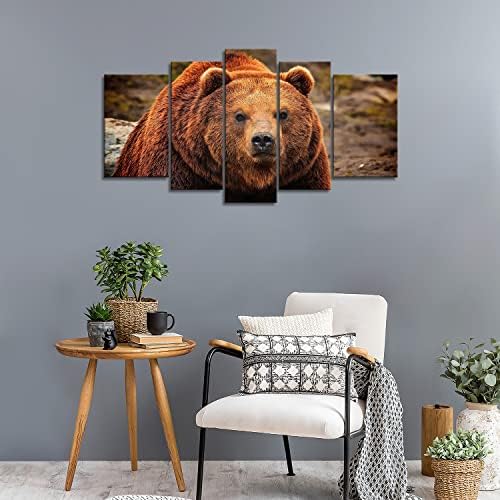 חום 5 חתיכה קיר אמנות ציור גריזלי דוב הדפסים על בד התמונה בעלי החיים תמונות שמן לבית מודרני קישוט הדפסת דקור
