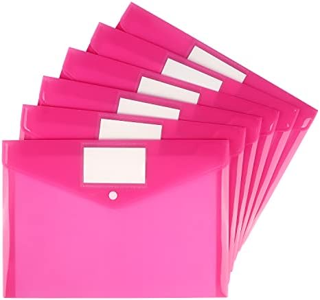 6 חבילה ברור מסמך תיקיות פלסטיק מעטפות פולי מעטפות קובץ מעטפות עם תווית כיס הצמד כפתור לעבודה בבית משרד