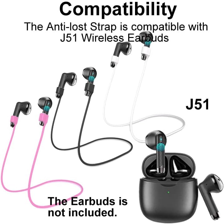 SMAATE רצועות אנטי-אבדות תואמות ל- JXREV J51 אוזניות אלחוטיות, שרשרת סיליקון סיליקון רך מגנטי, כחול