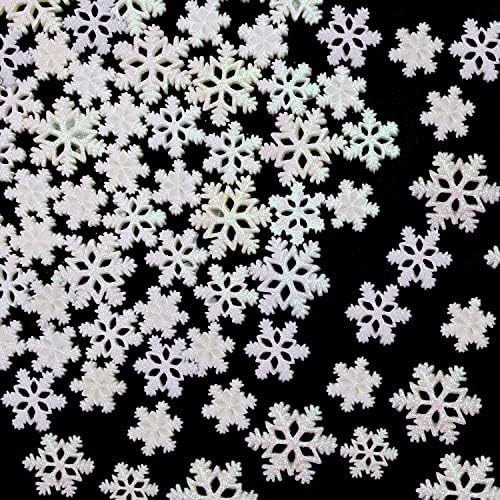 עיצוב פתית שלג של שרף פוריים זעיר, 48 יחידים נצנצים לבנים פתית שלג לחג המולד קישוט