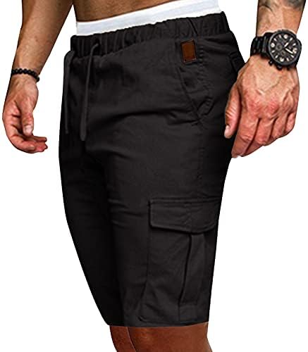 מכנסי מטען של Bifuton Mens, מכנסי מטען לגברים קצרים מותניים אלסטיים רגועים מתאימים מכנסיים מזדמנים