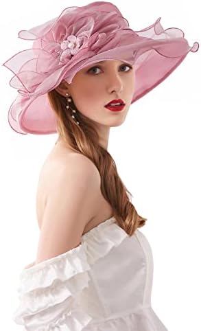 אורגנזה מרתק כובע-נשים של רחב ברים כנסיית כלה תה מסיבת חתונה כובע