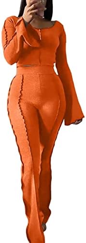 אלאינונה נשים אימונית 2 חתיכה תלבושות-מזדמן ארוך שרוול יבול למעלה עם גוף התלקחות מכנסיים אימון סטים