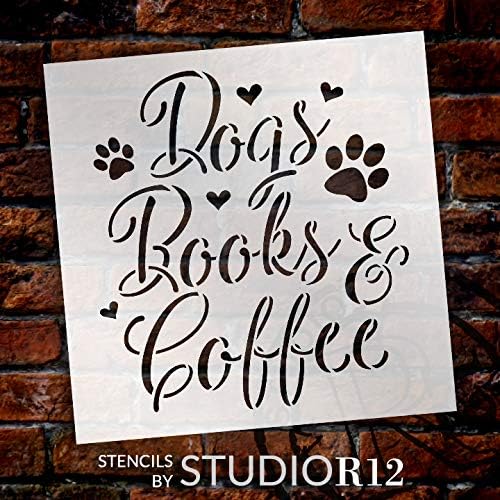 ספרי כלבים וסטנסיל קפה מאת סטודיו12 / מאהב בעלי חיים עשה זאת בעצמך קרא מתנה לעיצוב הבית / מלאכה
