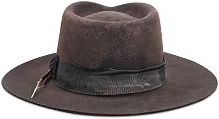 רודיגר רחב ברים פדורה כובעי גברים נשים צמר הרגיש פנמה חוואי כובע עם ברקים לוגו במצוקה/נשרף בעבודת