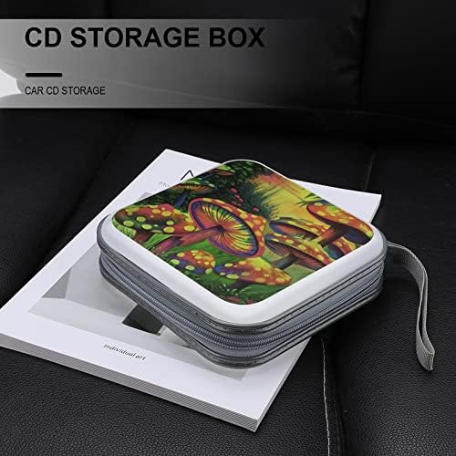 פטריות ססגוניות קסומות CD CD פלסטיק DVD ארנק מחזיק אחסון נייד תיק מארגן לטיולי רכב ביתי